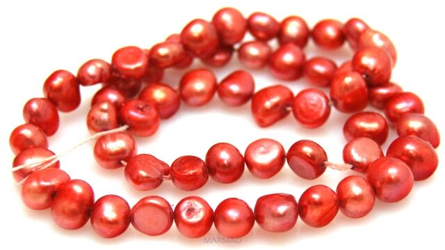 Perła rzeczna malinowa - bryłka 7x6mm