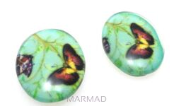 Kaboszon szklany - owal 18x13mm - motyl