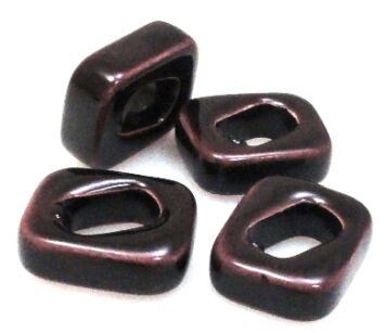 Nakładki na rzemienie i sznurki - 18x15x6mm - ceramika brązowa