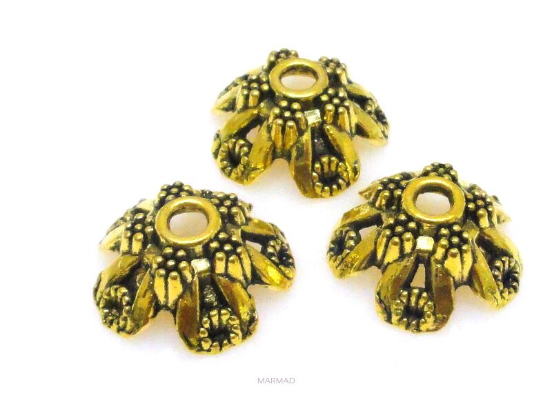 Czapeczki bali na korale - 16mm - antyczne złoto