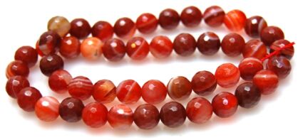 Agat fasetowany - kula 8mm - botswana rudy