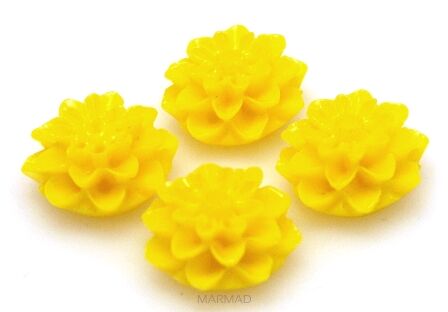 Kaboszon - kwiatek żółty 14mm