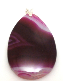 Zawieszka - agat różowy 45x26x7mm + srebro 925