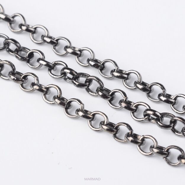 Łańcuszek rolo 4mm - 1 metr - kolor hematytu