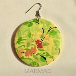 Kolczyki- Drewno malowane łąka- moneta 50mm - 3