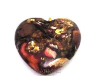 Jaspis cesarski z żywicą - zawieszka serce z ogniwkiem 20x20x7mm
