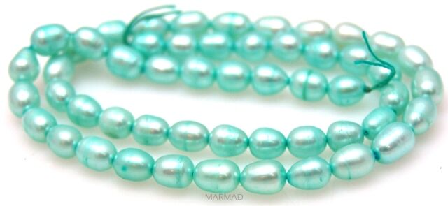 Perła rzeczna mięta - fasolka 7x4mm