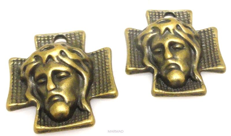 Zawieszka - ozdobny krzyż 23x21mm - antyczny brąz