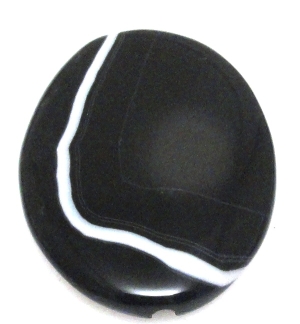 Agat czarny owal 39x30x6mm - na zawieszkę
