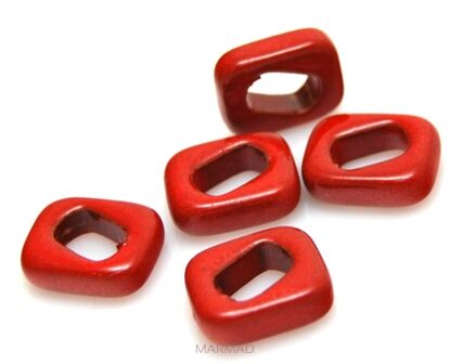 Nakładki na rzemienie i sznurki - 18x15mm - ceramika czerwona