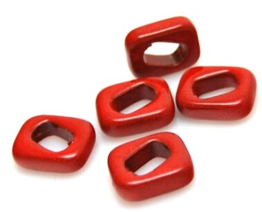 Nakładki na rzemienie i sznurki - 18x15mm - ceramika czerwona