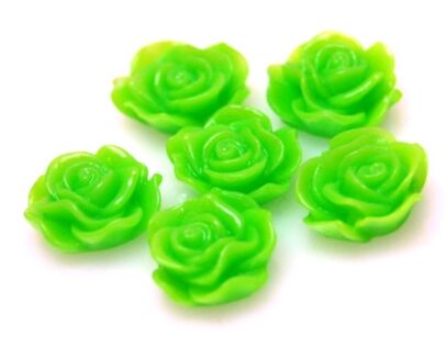 Kaboszon - różyczka 13x11mm - jasno zielona