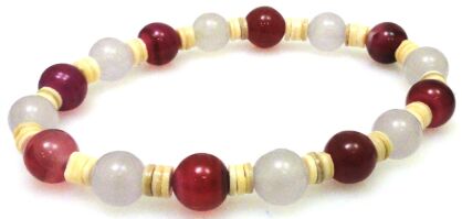 Bransoleta - kolorowy jadeit i muszla - 18cm