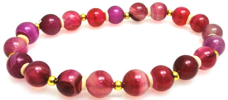 Bransoleta - agat różowy kule 8mm - 19cm