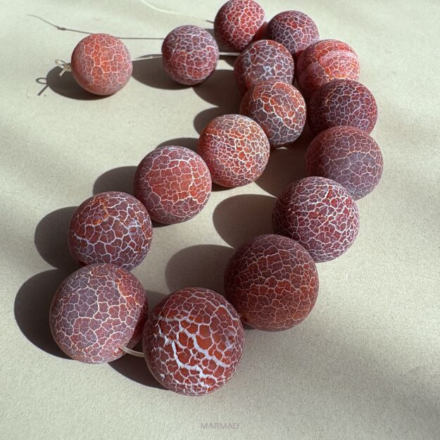 Agat matowy trawiony czerwony - kula 20mm