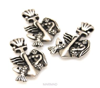 Zawieszka - kotwica z rusałką 25x17mm - srebrzona próba 999