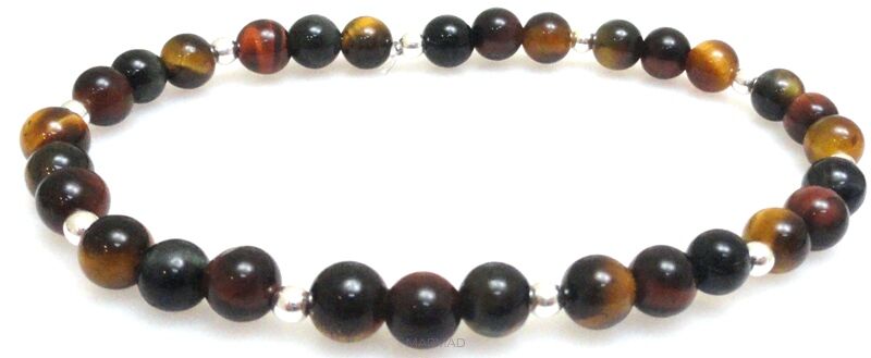 Bransoleta - tygrysie oko mix i hematyt - 20cm
