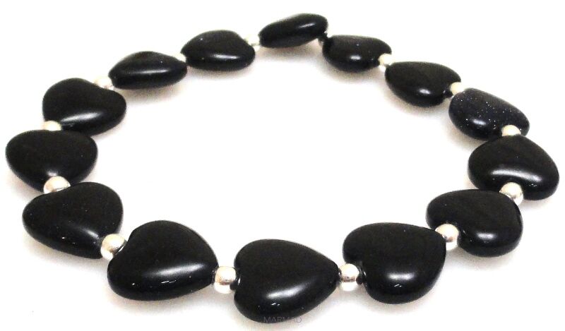 Bransoleta - noc kairu serca i hematyt srebrny - 18cm