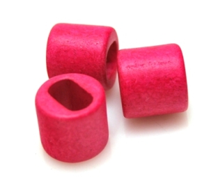 Nakładki na rzemienie i sznurki - 16x15mm - ceramika różowa