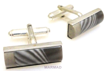 Spinki do mankietów - krzemień pasiasty prostokąt 20x9mm + srebro 925