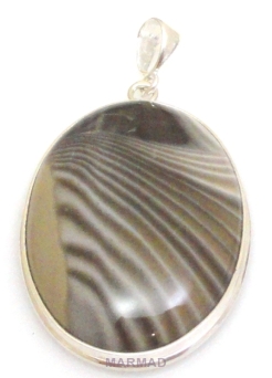 Krzemień pasiasty - zawieszka 58x31mm + srebro 925