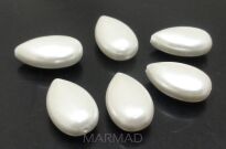 Perła muszlowa satynowa biało-srebrna - kropla 18x12mm