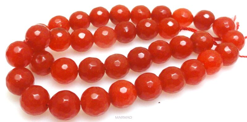 Jadeit fasetowany - kula 10mm - czerwono rudy