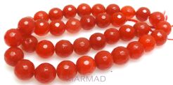 Jadeit fasetowany - kula 10mm - czerwono rudy