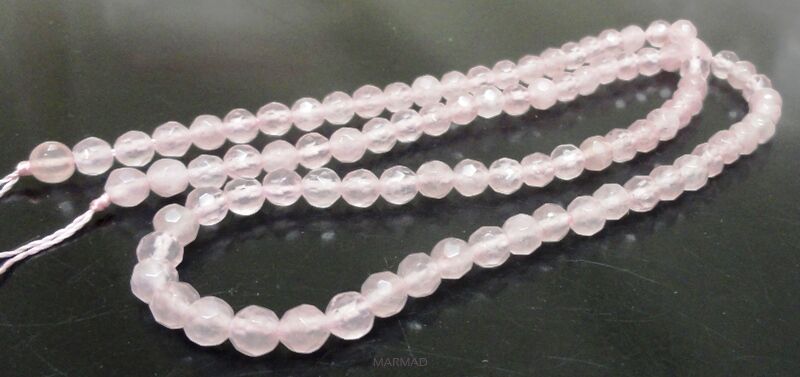 Jadeit fasetowany - kula 4mm jasno różowe