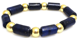 Bransoleta - lapis lazuli i hematyt złoty - 18cm
