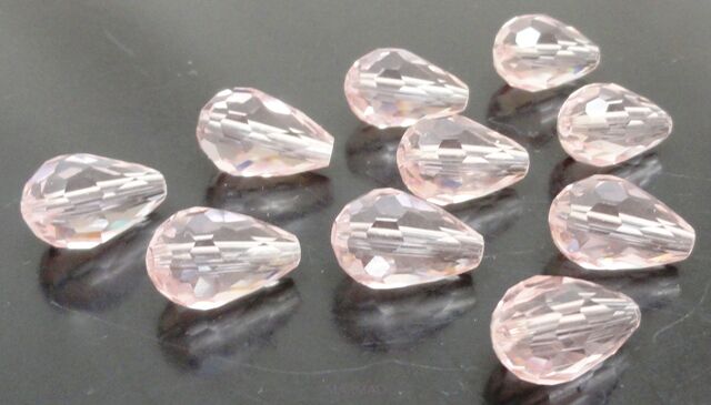 Kryształki fasetowane rose - krople 11x8mm (2 szt.)