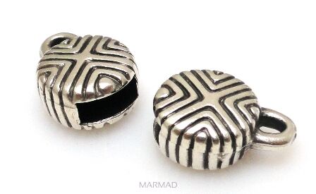 Końcówki do wklejania rzemieni, sznurków - moneta - srebrzone próba 999