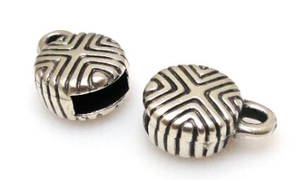 Końcówki do wklejania rzemieni, sznurków - moneta - srebrzone próba 999