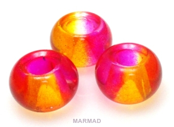 Koraliki szklane cieniowane - oponka 14x10mm - pomarańczowo różowe