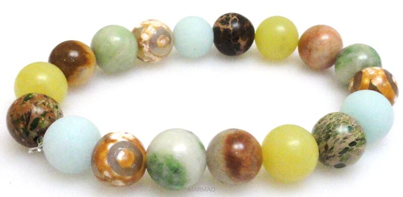 Bransoleta - agat, jadeit i jaspis - 17cm