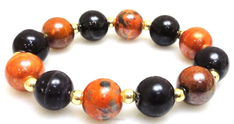 Bransoleta - hematyt złoty i ceramika - 17cm