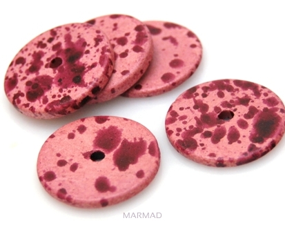 Ceramika matowa - talarki 23mm - różowa nakrapiana