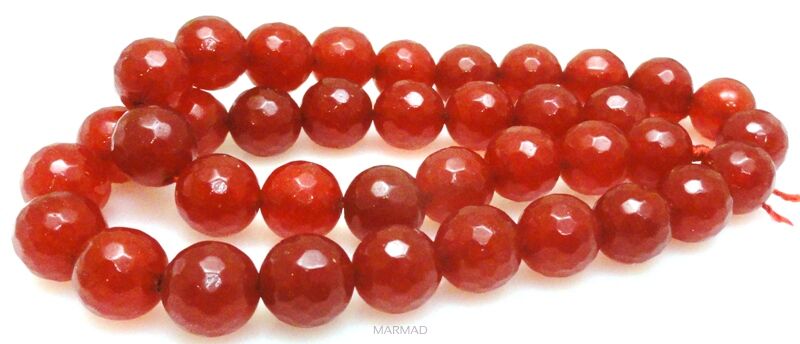 Jadeit fasetowany - kula 10mm czerwony