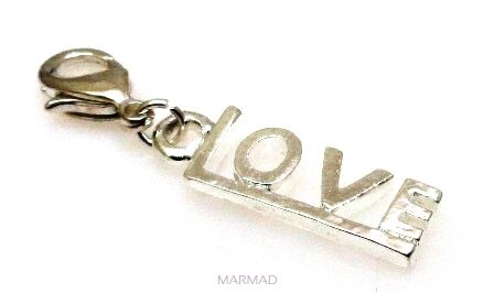 Charms z karabińczykiem - do zawieszania - LOVE