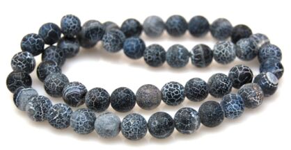 Agat matowy trawiony - kula 8mm - czarny