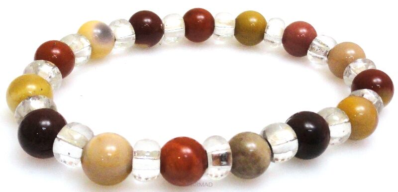 Bransoleta - mokait kule 8mm i koraliki perłowe - 18,5cm