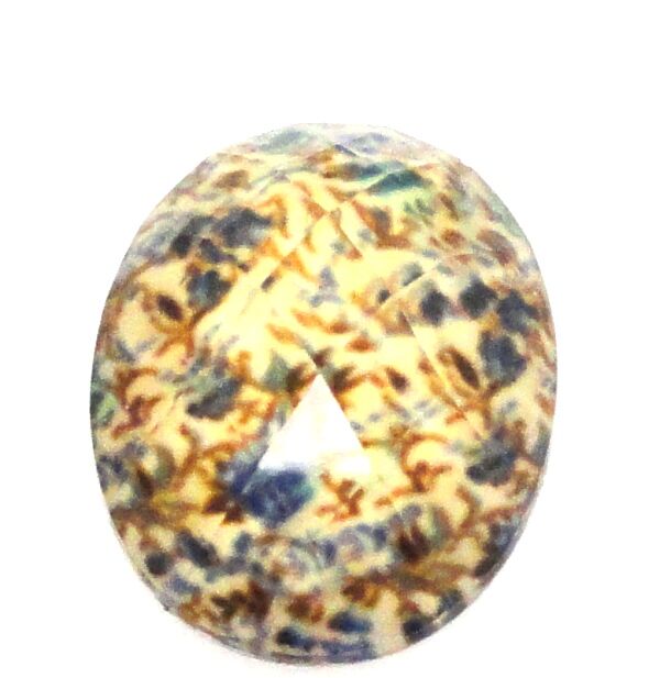 Kaboszon szklany fasetowany - owal 25x18mm - mozaika kwiatowa