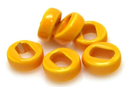 Nakładki na rzemienie i sznurki - 16x16mm - ceramika żółta