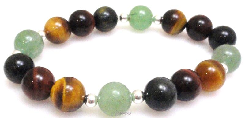 Bransoleta - tygrysie oko mix, awenturyn i hematyt - 19cm