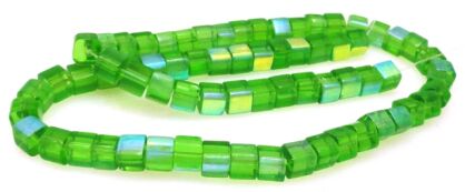 Kostki szklane platerowane 5x5mm - jasno zielone