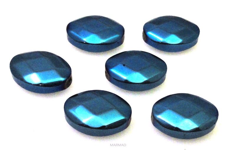 Hematyt fasetowany niebieski - owal 14x10mm