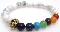 Bransoleta Yoga Chakra kule 8mm z czaszką - 18cm