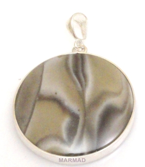 Krzemień pasiasty - zawieszka 49x34mm + srebro 925