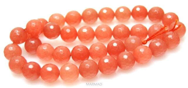 Jadeit fasetowany - kula 10mm - morelowo pomarańczowy