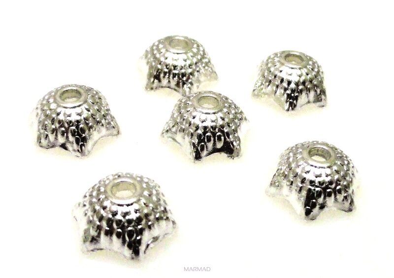 Czapeczki bali na korale - kwiatki 8mm - posrebrzane